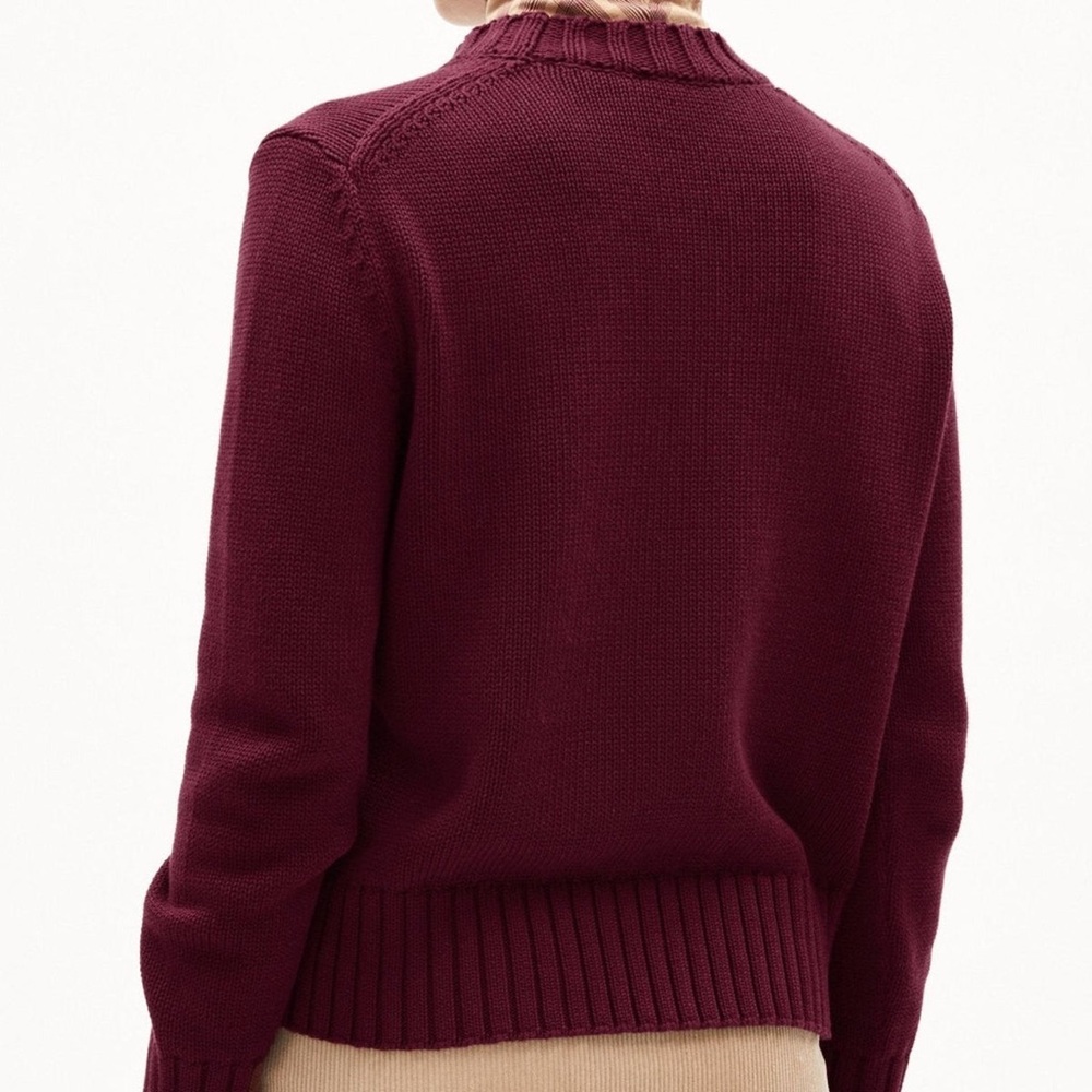 Amati Longhair Cat Embroidered Cotton Knit Sweater - Burgundy Sz L - Picture 9 of 11